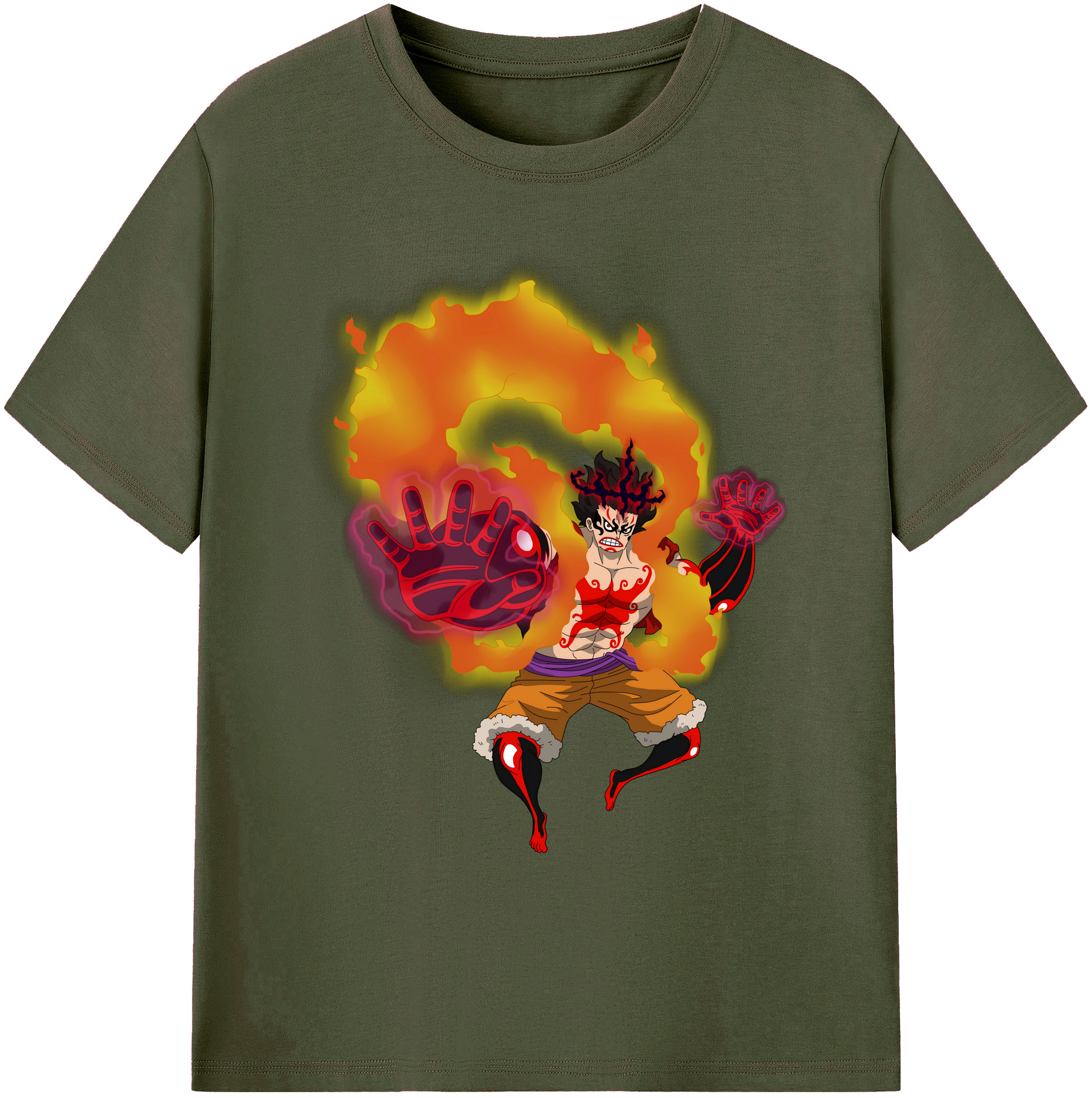 ワンピース モンキー・D・ルフィ ONE PIECE Monkey D. Luffy 綿100％ メンズ半袖Tシャツ｜肌触りやわらか＆通気性